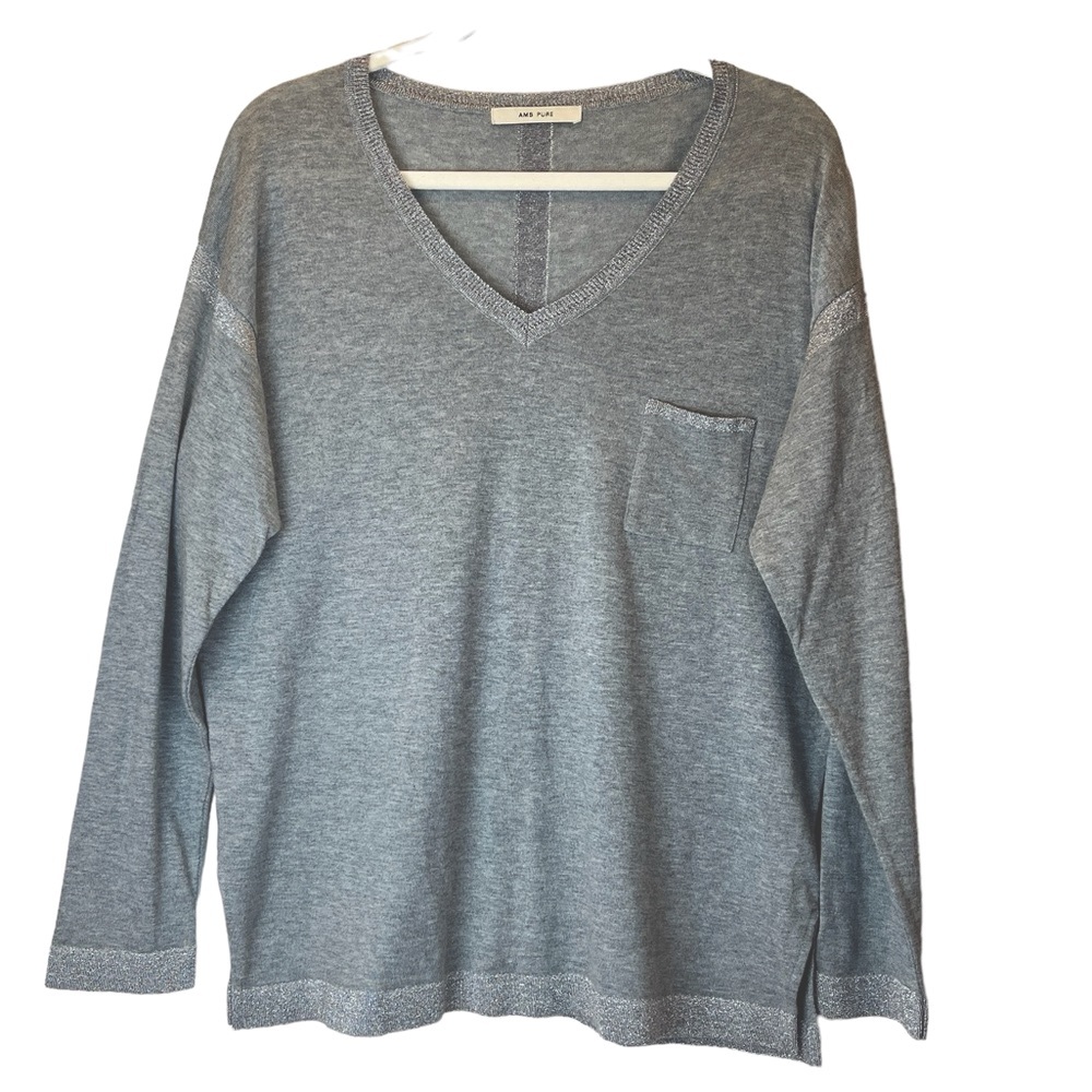 Aldo Martins AMS PURE Sweater Cotton Cashmere Blend Shimmer Minimalist Sz 12